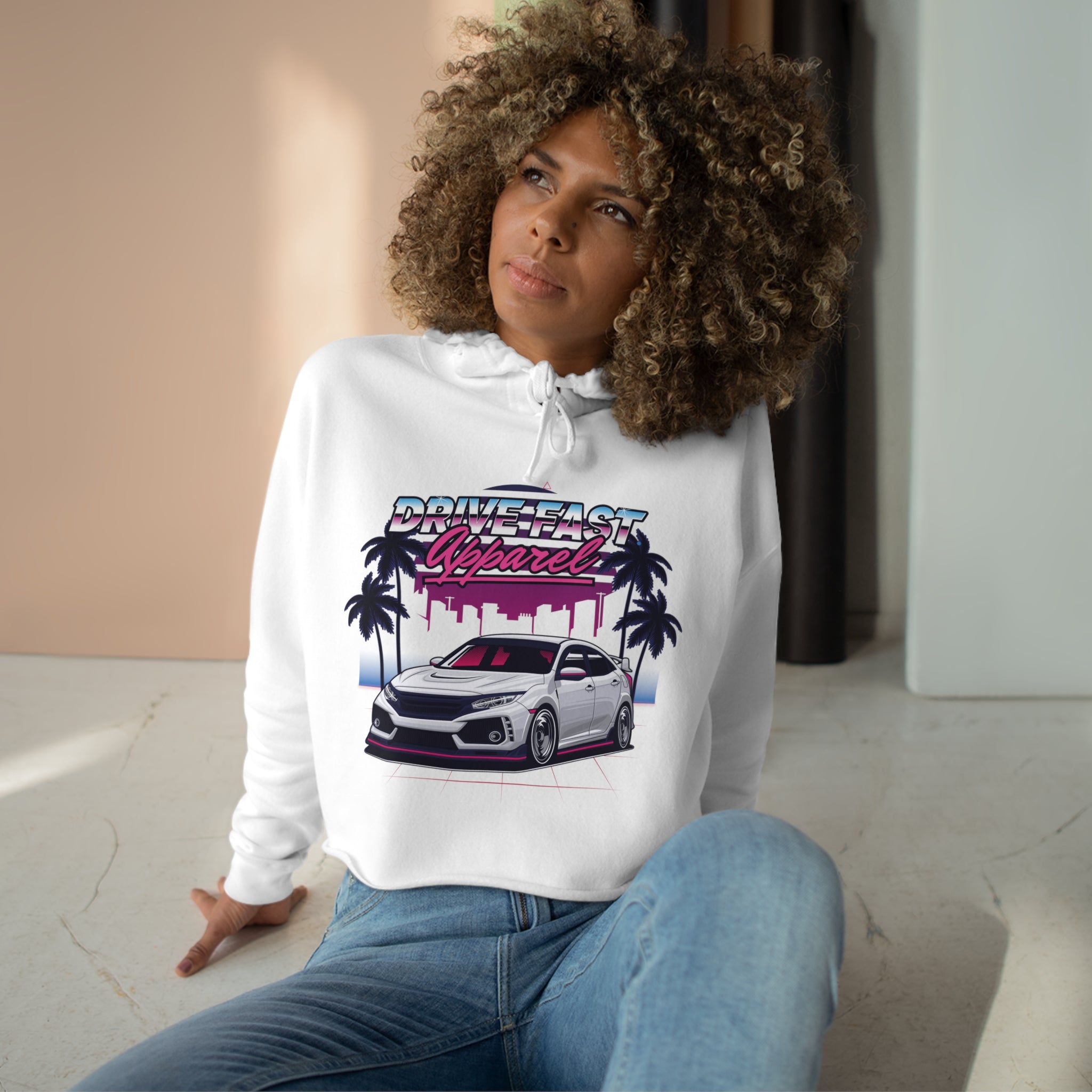 White Civic Type R Cropped Hoodie